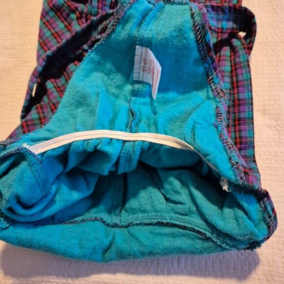 Hanna Andersson plaid lined Vintage overalls, teal, red, black, nwot - Picture 6 of 8